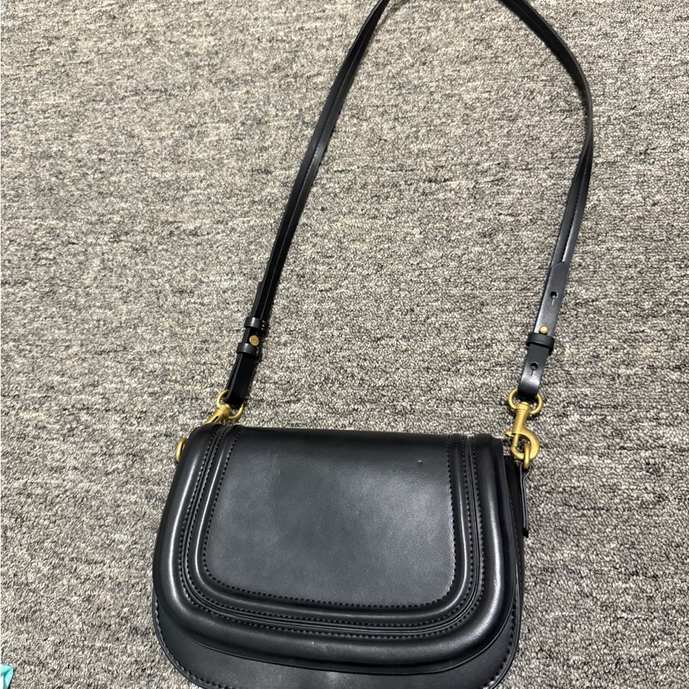 Zara Black Crossbody Bag with Gold Accents